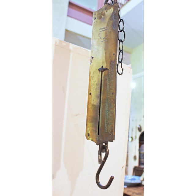 Late 19th-Early 20th Century American Brass and Iron Spring Balance Scale For Sale - Image 4 of 9