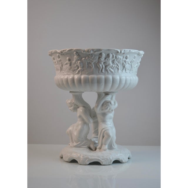 Neoclassical White Glazed Ceramic Fruit Compote, Portugal, 1970s For Sale - Image 11 of 11