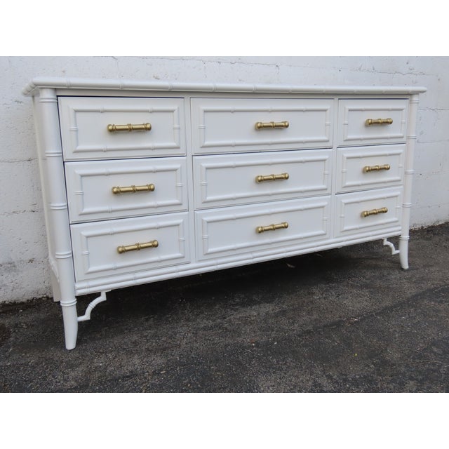 Dixie Aloha Hollywood Regency Faux Bamboo Painted Long Sideboard Dresser 6137 For Sale - Image 10 of 17