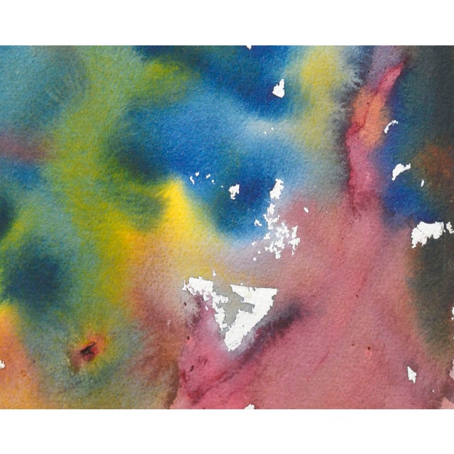 Abstract Expressionism Yellow and Pink Abstract Watercolor, Signed, 1980s Expressionism by Les Anderson For Sale - Image 3 of 6