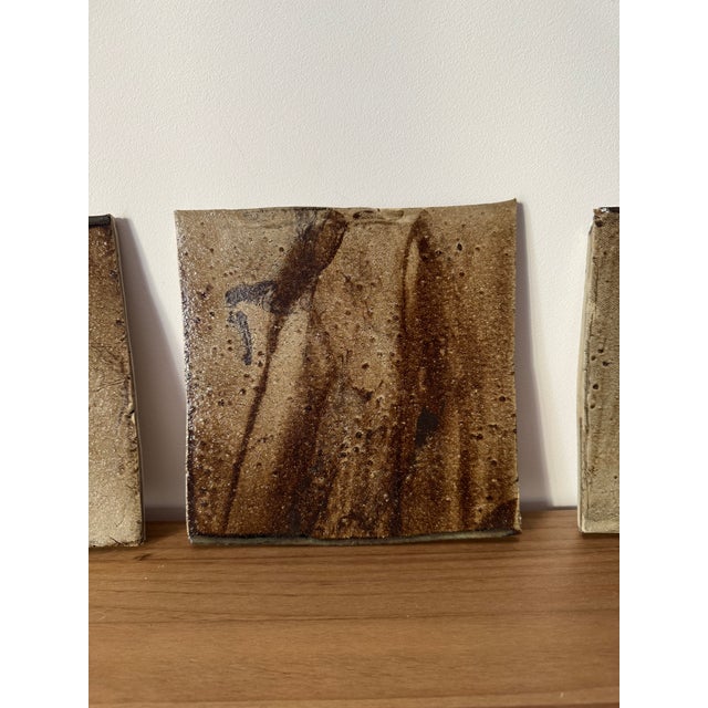 2020s Ceramic Wall Art Tile 8x8 Inches – Handmade Abstract Stoneware Wall Hanging – Textured Neutral Ceramic Art for Modern Interior For Sale - Image 5 of 6