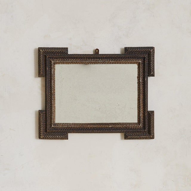 French Tramp Art Wall Mirror with Zigzag Frame, Late 19th-Century - For Sale - Image 10 of 11