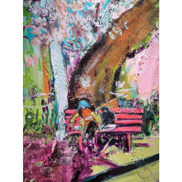 Linda Clerget, Escape to the Floral Park, Mixed Media For Sale - Image 4 of 5