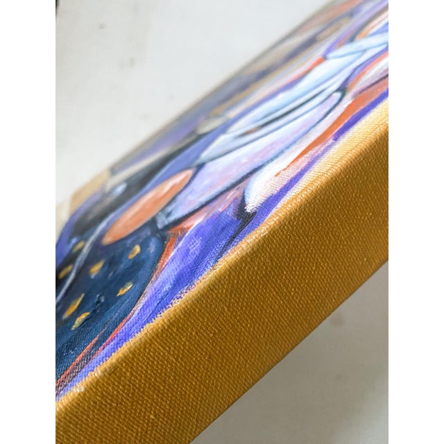 2010s 2013 Abstract Signed Painting by Pam Piper “Helga’s Scarf” in Orange and Purple Hues For Sale - Image 5 of 7