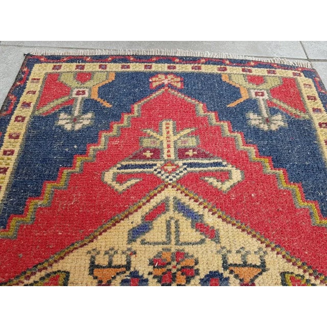 1950s Burgundy and Navy Blue Rug For Sale - Image 4 of 10