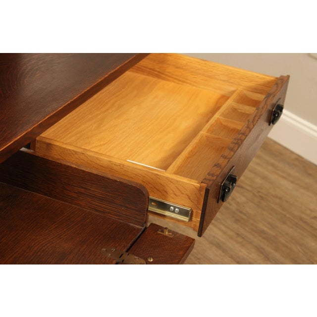 Stickley 1990s Stickley Mission Collection Oak Spindle Desk with Hutch For Sale - Image 4 of 12