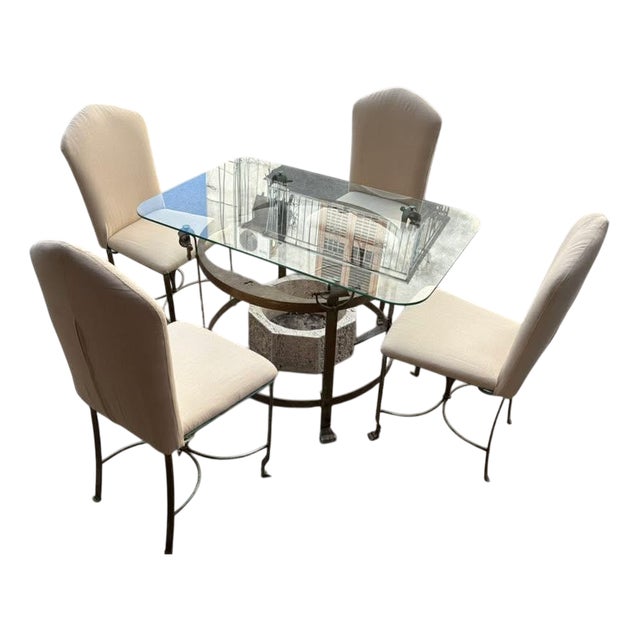 Wrought Iron Table and Chairs, 1950, Set of 5 For Sale