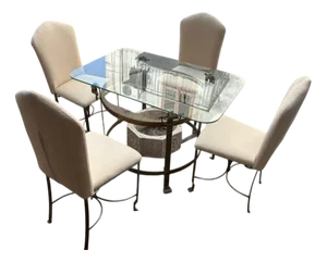 Wrought Iron Table and Chairs, 1950, Set of 5