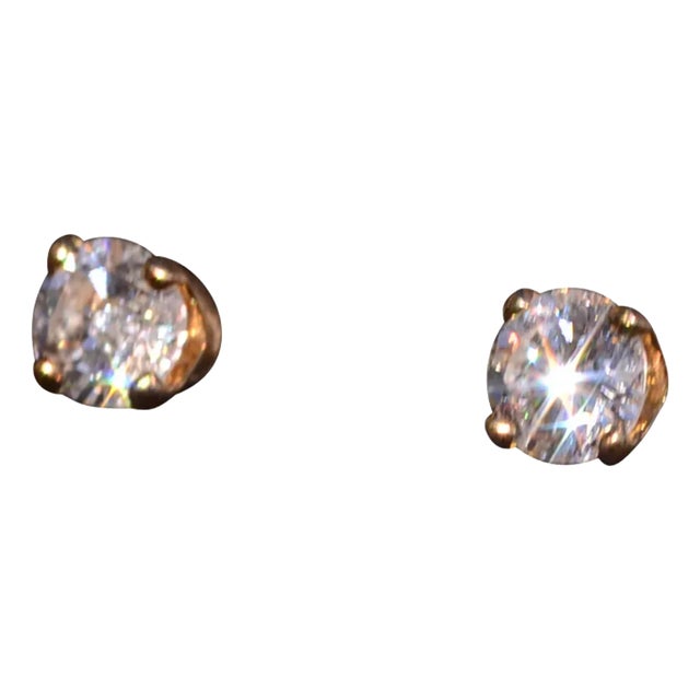 The Cagnes: Diamond Stud Earrings in Yellow Gold, 2 Pieces For Sale