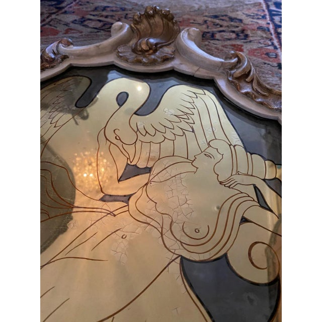 Maison Jansen Early 20th Century Maison Jansen Verre églomisé French Style Mid Century Carved Gilt Mirror For Sale - Image 4 of 8