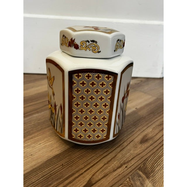 Vintage Japanese Porcelain Hexagonal Ginger Jar For Sale - Image 10 of 11