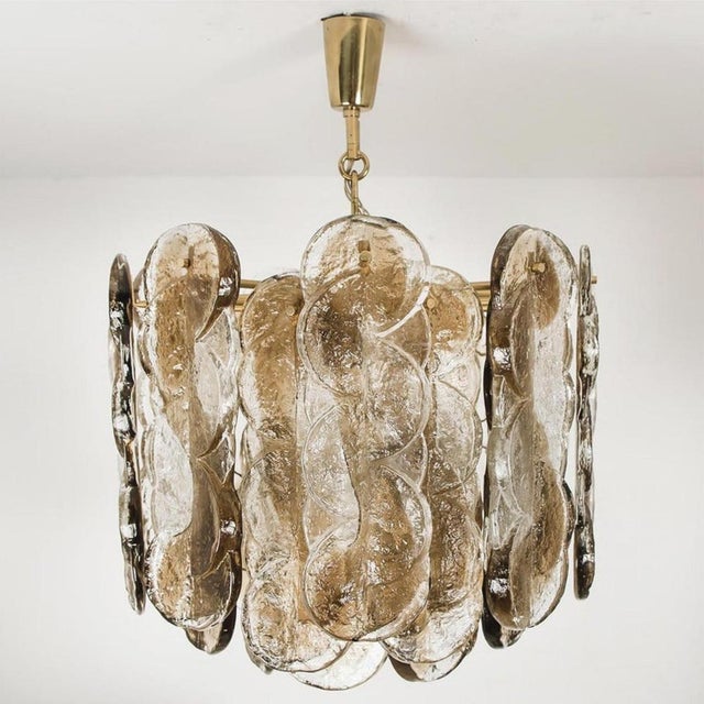 Large Chandeliers with Citrus Swirl Smoked Glass attributed to J. T. Kalmar for Kalmar, Austria, 1969 For Sale - Image 9 of 13