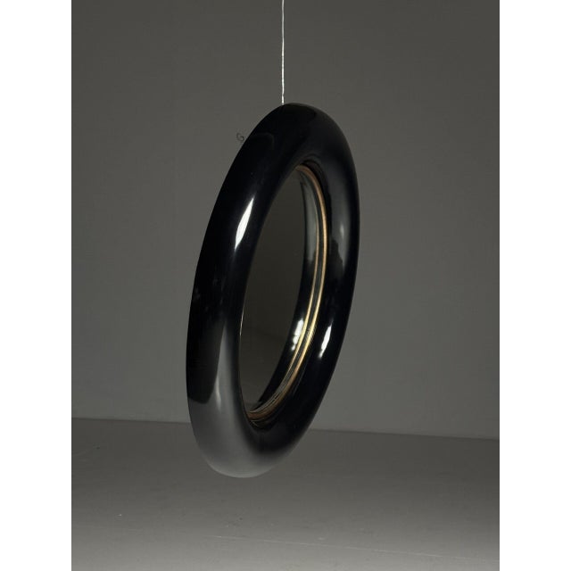 Vintage Round Black Mirror, 1980s For Sale - Image 11 of 18