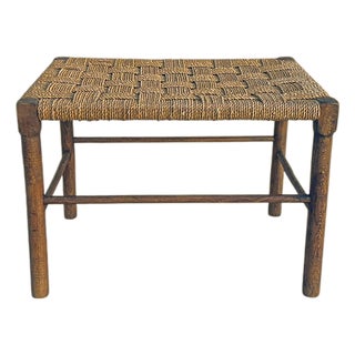 Mid-Century Modern Beech Wood and Rope Stool, 1960s For Sale