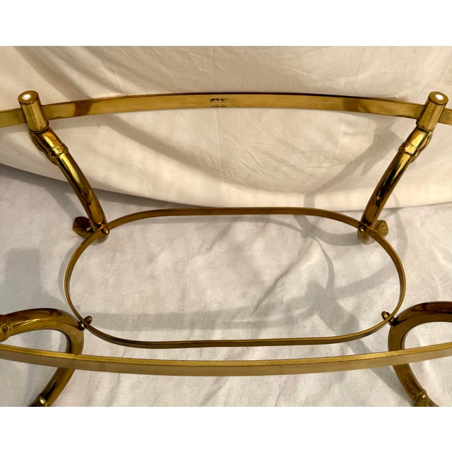Italian Regency Brass Swan Oval Coffee Table Attributed to La Barge For Sale - Image 12 of 12