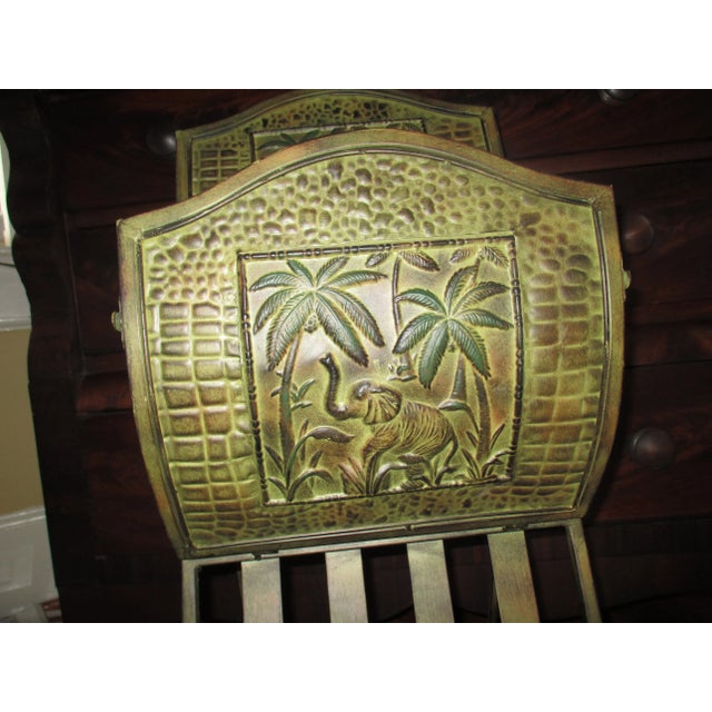 Vintage Ornate Two Tier Free Standing & Folding Elephant Design Magazine Rack For Sale In Columbia, SC - Image 6 of 9