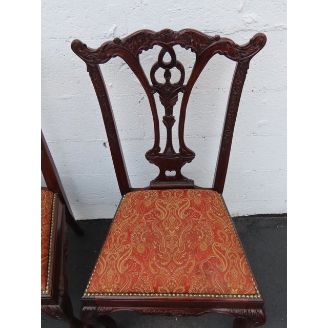 Chippendale Chippendale Carved Ball and Claw Feet Dining Chairs Set of Two 6632 For Sale - Image 3 of 13