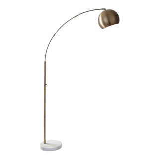 Mid-Century Modern Style Brass Arc Floor Lamp, Marble Base For Sale