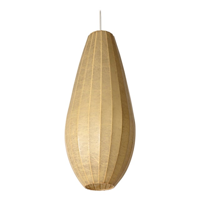 Large Mid-Century Italian Beige Teardrop Cocoon Pendant attributed to Castiglioni, 1960s For Sale