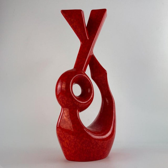 Vintage Red Glaze Ceramic Vase by Roberto Rigon for Bertoncello, 1970s For Sale - Image 11 of 11