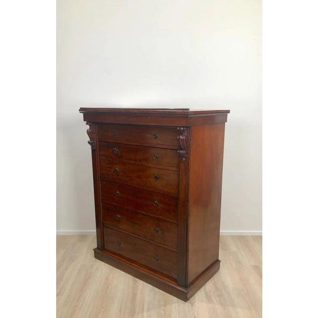 English 19th Century English Traditional Wellington Secretary Chest of Drawers For Sale - Image 3 of 11