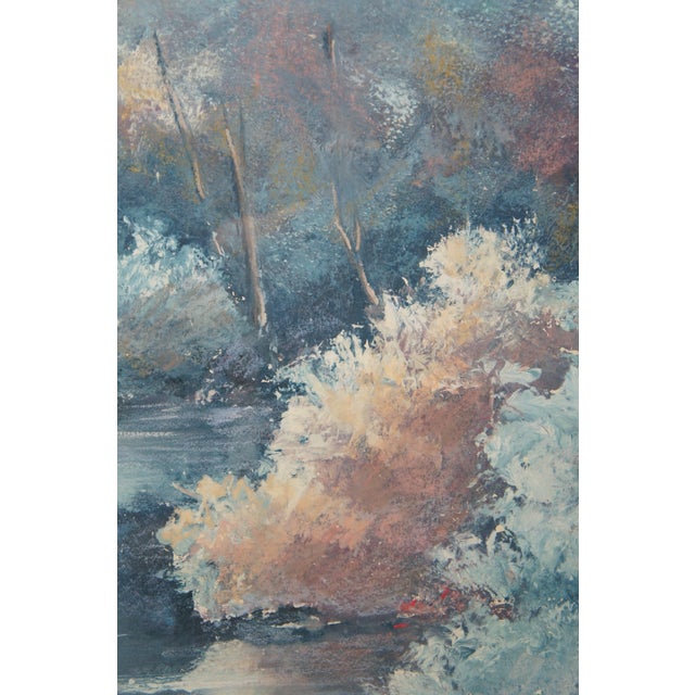 Set of 2 Vintage Watercolor Landscape Watercolor Paintings "Summer Reflections" in Acrylic Shadow Boxes For Sale - Image 11 of 13