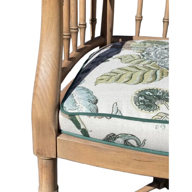 Mid 19th Century Mid 20tg Century Vintage Faux Bamboo Armchairs - Pair With Lee Jofa “Arlington” Seat Cushion For Sale - Image 5 of 9