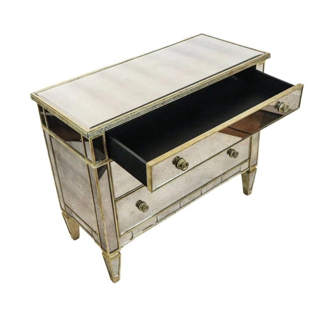 Traditional Single Regency Style Mirrored Three Drawer Chest With Gilt Trim For Sale - Image 3 of 4