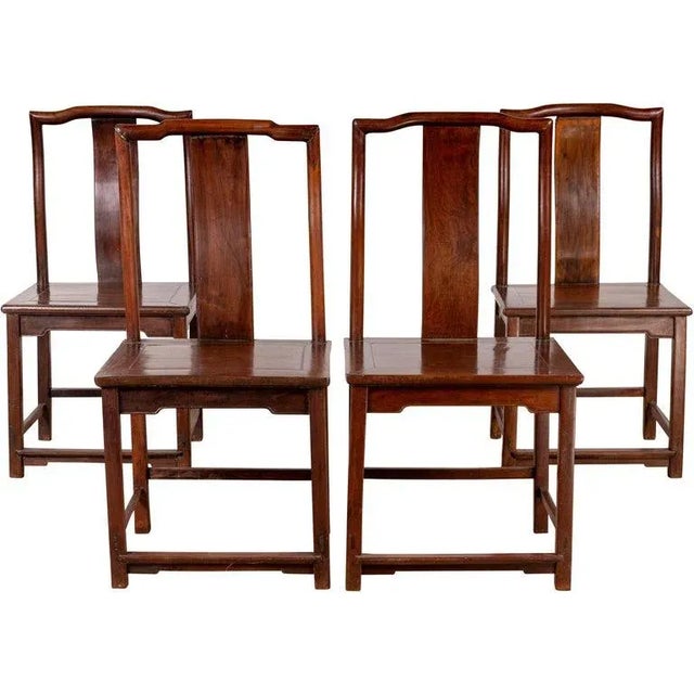 Early 20th Century Chinese Elmwood Dark Patina Scholar's Ceremonial Side Chairs - Set of 4 For Sale - Image 13 of 13