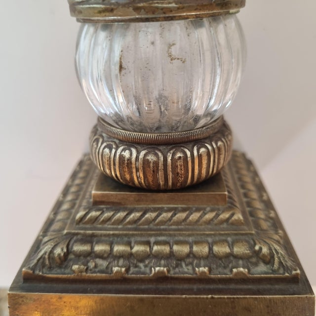 Shaped Crystal, Bronze and Brass Desk Lamp, Early 1900s For Sale - Image 14 of 15