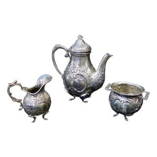 Vintage 19th Century Child's 800 Silver Tea - Set of 3 For Sale
