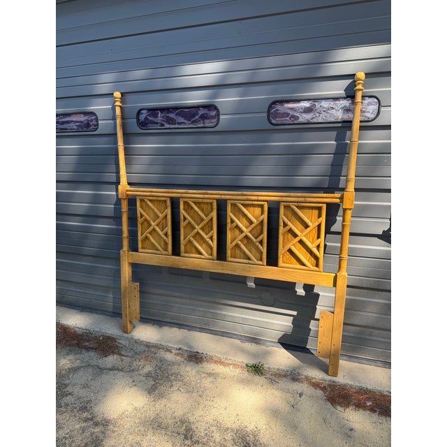 Gold Mid 20th Century Chinese Chippendale Faux Bamboo Queen Headboard For Sale - Image 8 of 8
