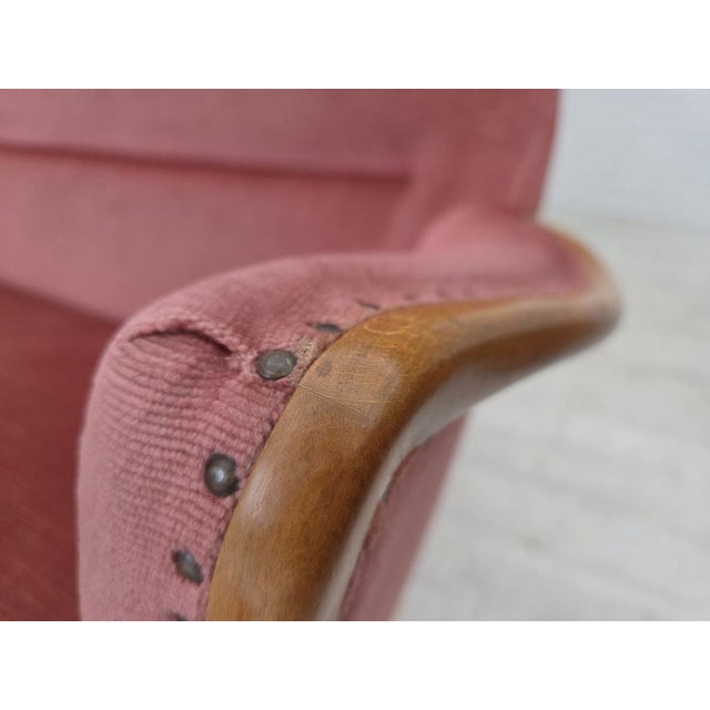 Swedish 2-Seater Sofa in Pink Velour and Beech, 1970s For Sale - Image 4 of 18