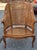 Late 20th Century Italian Louis XV Style Walnut Double Wall Caned and Upholstered Bergère Armchair For Sale - Image 9 of 15