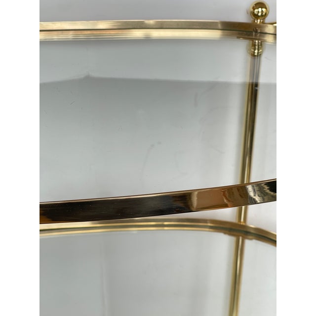 Century Italian Brass 3 Tier Bar Cart, With Glass Shelves, 1970s For Sale - Image 12 of 16