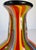 Contemporary Late 20th Century Badash Hand Blown Art Glass Rainbow Stripe Vase Black Rim 9" Colorful For Sale - Image 3 of 10