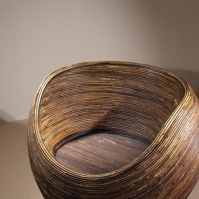 1970s Pot Chair in Pencil Reed Bamboo, Italy, 1970s For Sale - Image 5 of 9