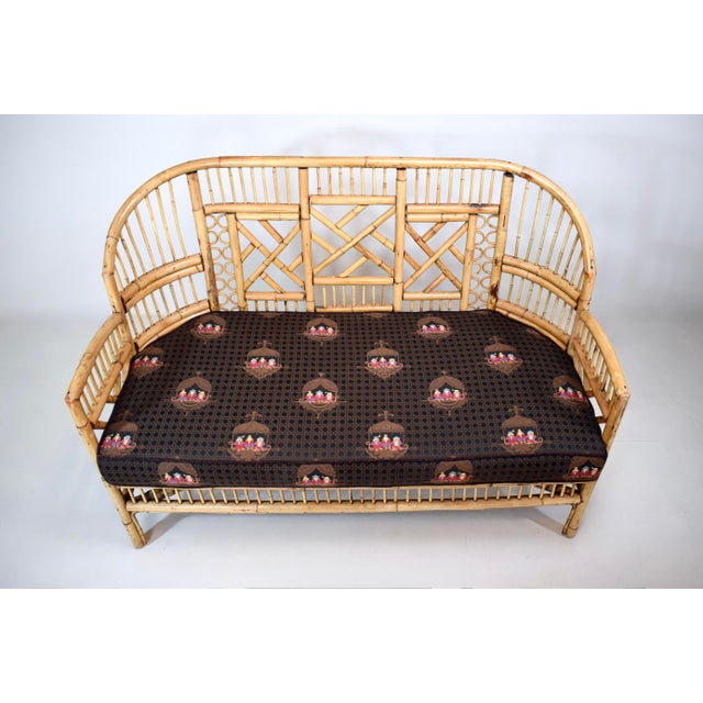 Mid-20th Century Coastal Brighton Pavilion Bamboo and Cane Settee For Sale - Image 14 of 14