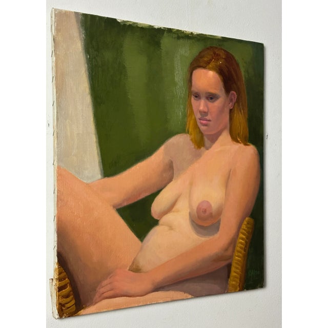 Realism Vintage Realist Reclining Female Nude Portrait, Signed (Ca. 1965, Oil on Canvas)/Jenna Gribbon/Chloe Wise For Sale - Image 3 of 7