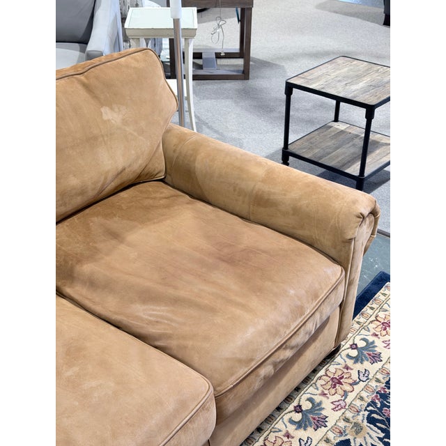 Restoration Hardware Lancaster Luxe Extra-Deep Tan Leather Three-Seat Sofa For Sale In New York - Image 6 of 11