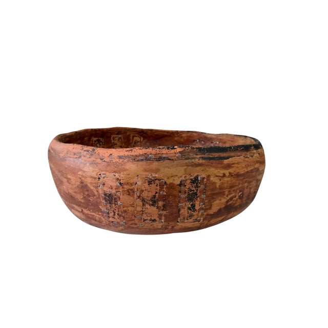 Vintage Amazonian Wauja Indigenous Redware Ceramic Bowl Brazil For Sale - Image 4 of 7