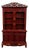 Carved and Gilded Red Lacquered Wood Bookcase, 1890s For Sale