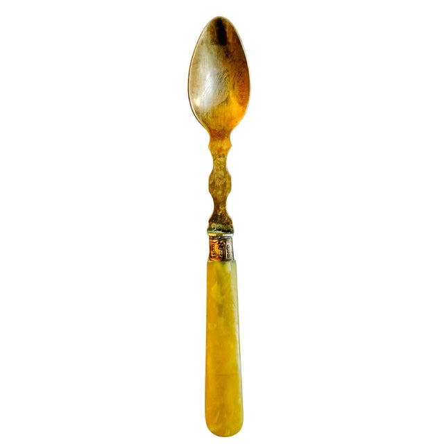Antique 19th Century French Vermeil Fruit Service Set With Faux Amber Handles - 24-PCS Set For Sale - Image 10 of 11