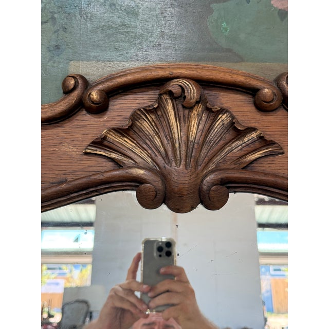 19th Century 19th Century French Louis XVI Solid Oak Trumeau Mirror For Sale - Image 5 of 12