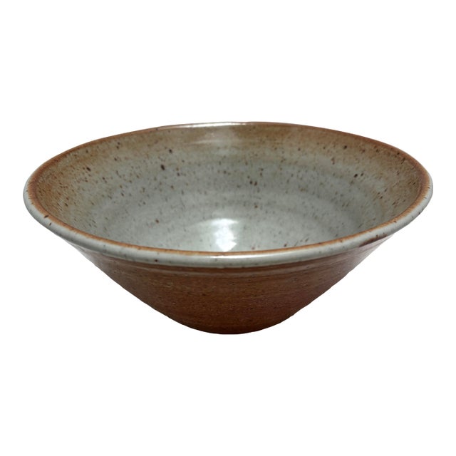 Vintage Rustic Stoneware Studio Pottery Artisan Bowl For Sale