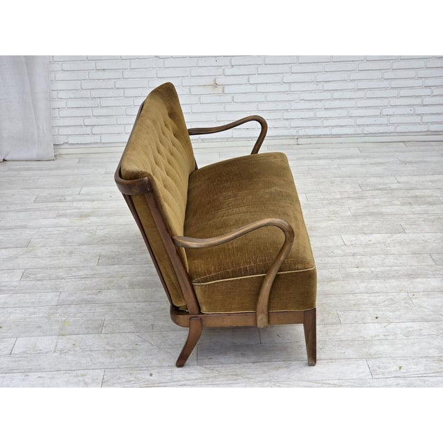 Danish 2-Seater Sofa in Green Velour by Alfred Christensen for Slagelse Møbelværk, 1960s For Sale - Image 13 of 18