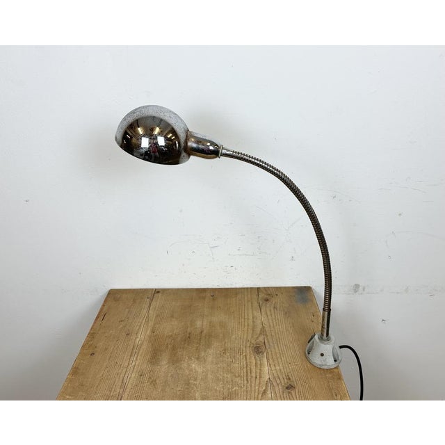 Vintage Italian Gooseneck Table Lamp in Chrome, 1960s For Sale - Image 9 of 18