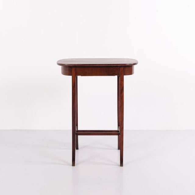 Mahogany Lamp Table or Sewing Table with Brass Lock and Tapered Legs, 1920 For Sale - Image 3 of 15