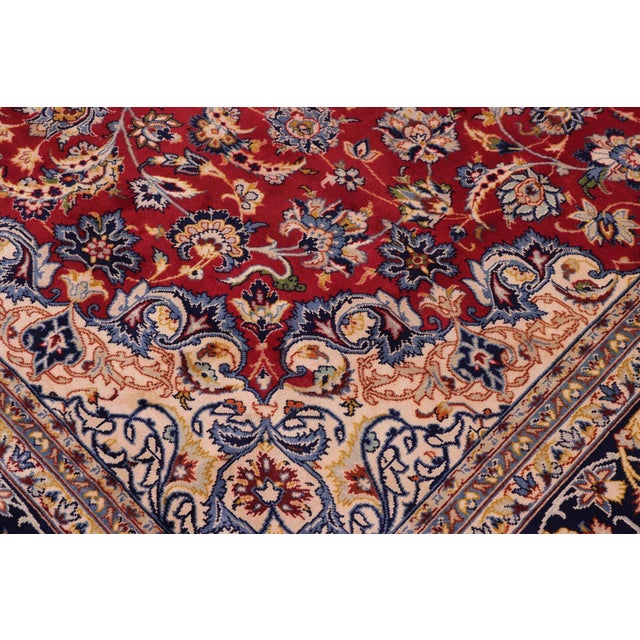 Art Nouveau Medallion Red/Blue Wool Rug - 10'0'' X 13'1'' For Sale - Image 3 of 10
