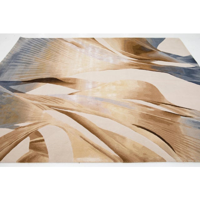 Textile 2020s Abstract Modern Wool & Silk Rug Handmade With Earthy Hues For Sale - Image 7 of 10